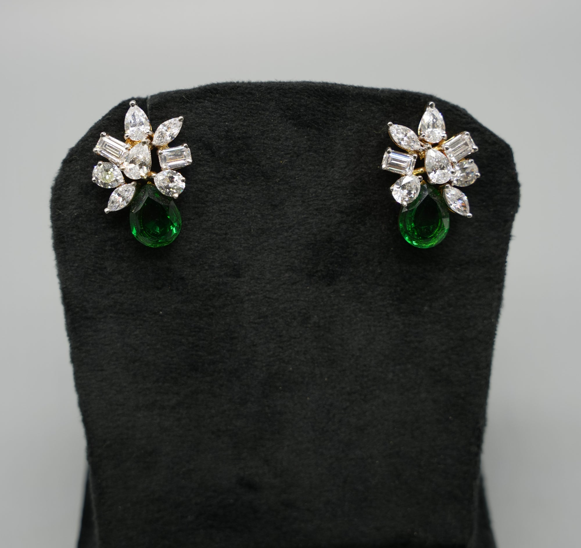 Silver Swarovski Green Stone Earrings