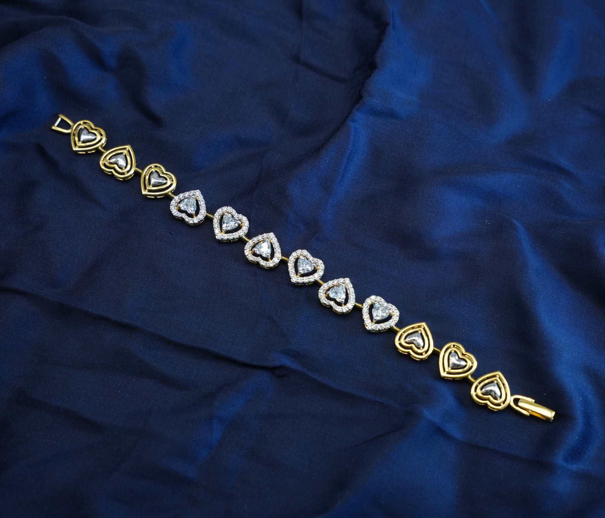 Silver Swarovski Heart-Shaped Tennis Bracelet
