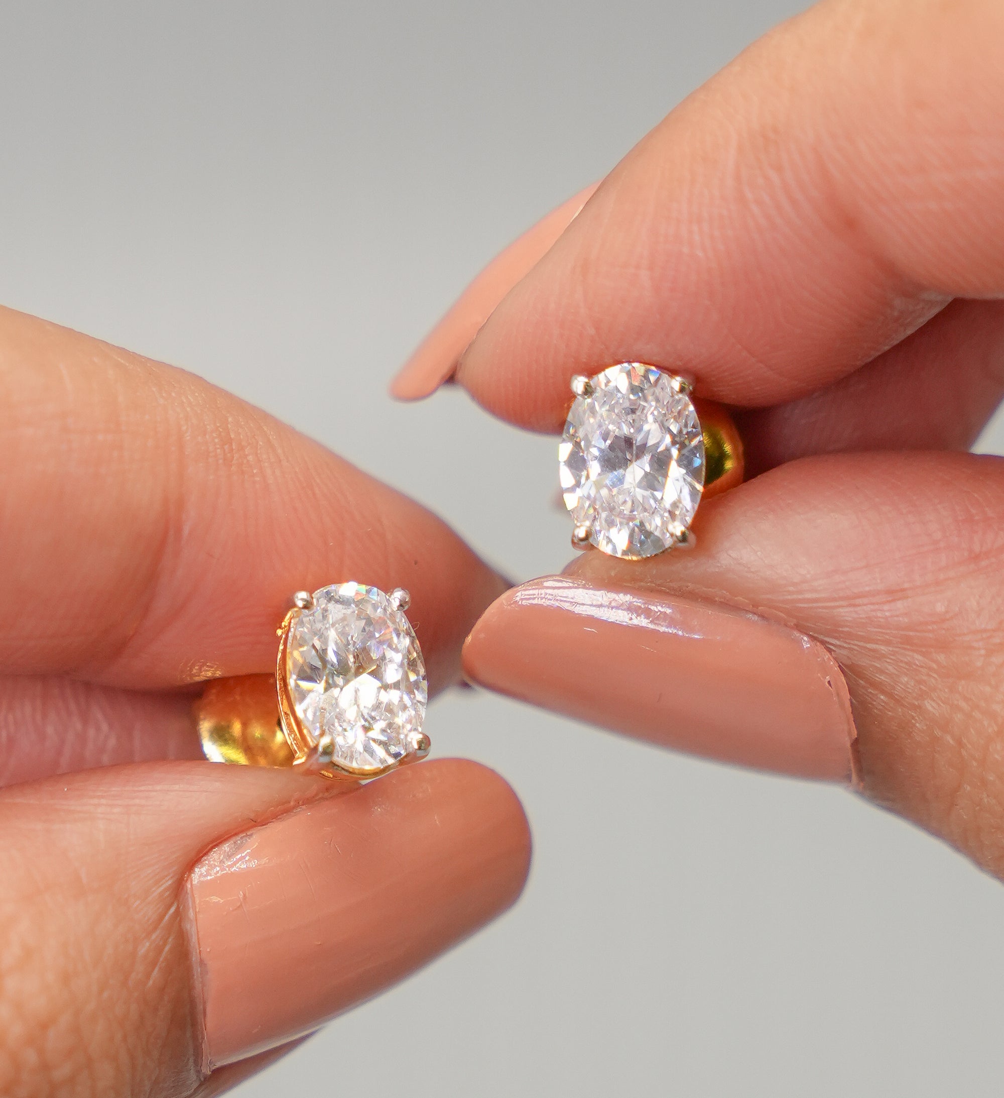 Silver Swarovski 2ct Oval Shaped Studs