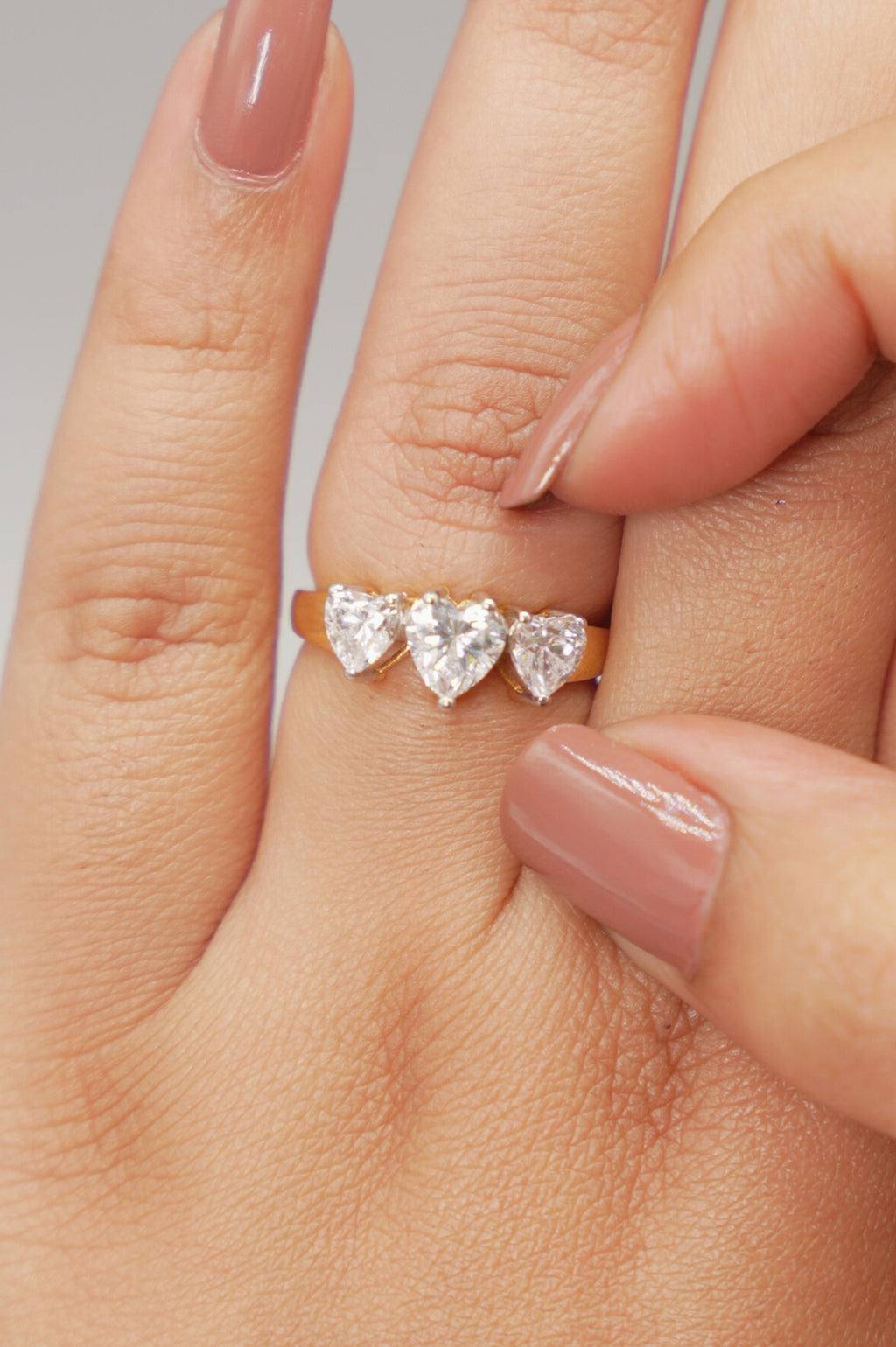 Silver Swarovski Triple Heart Ring