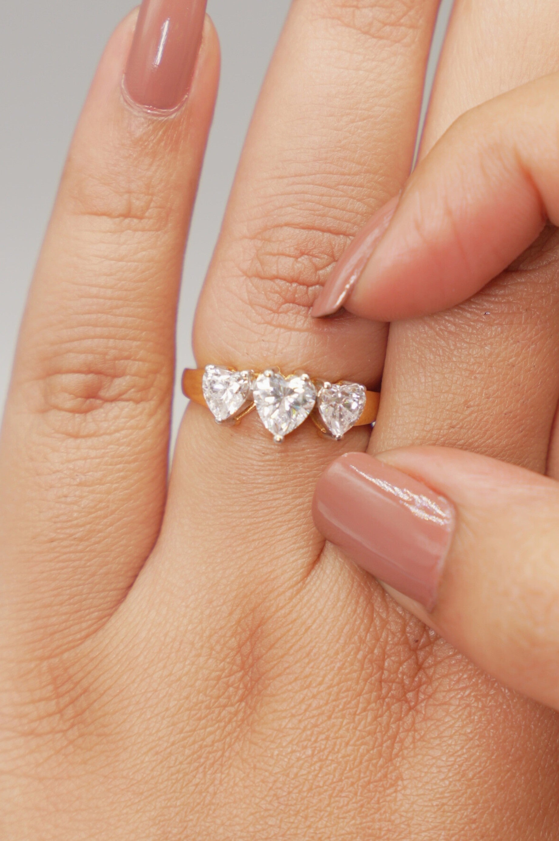 Silver Swarovski Triple Heart Ring