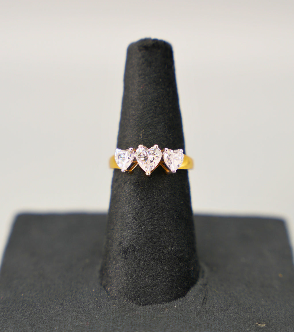 Silver Swarovski Triple Heart Ring