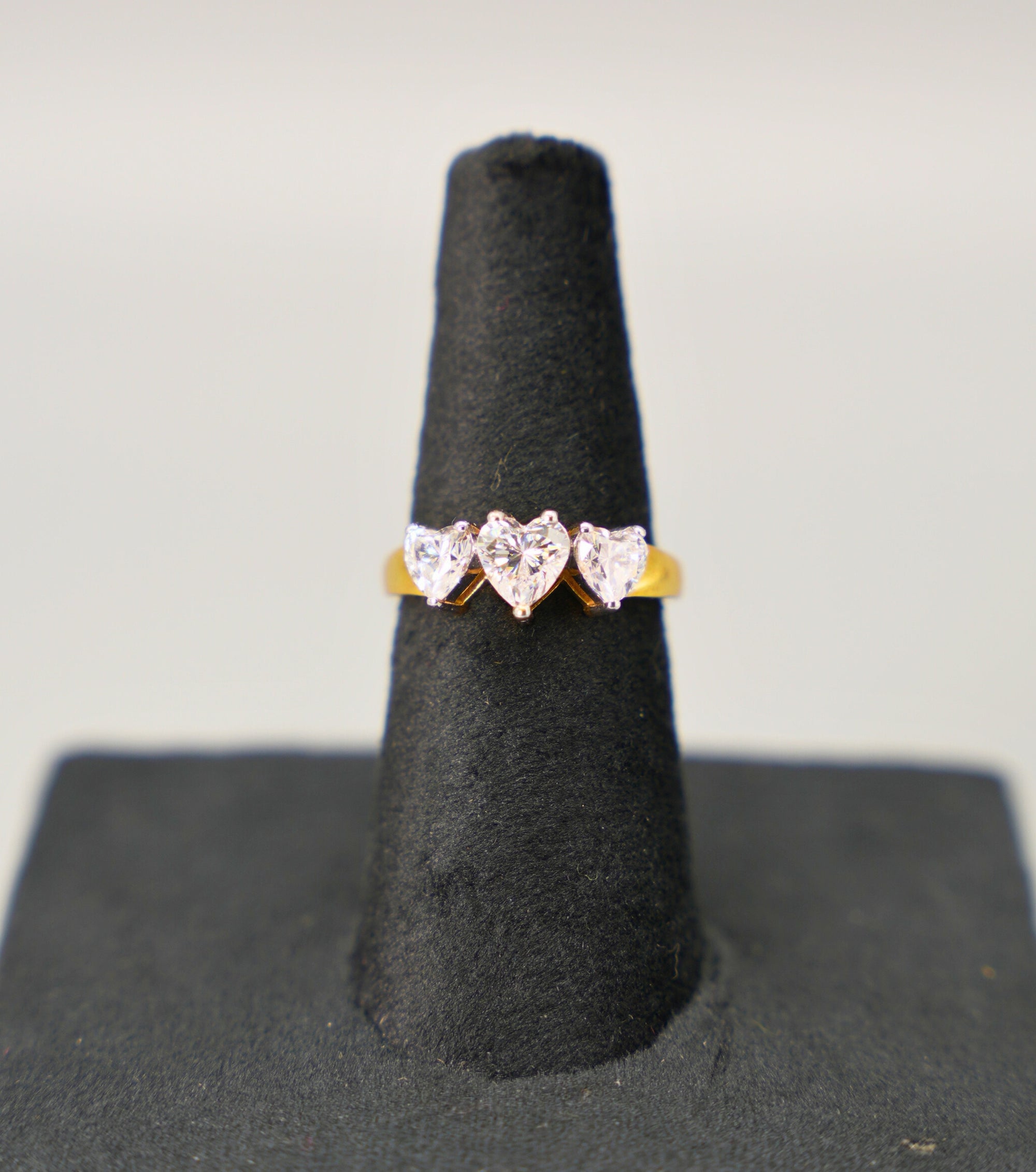 Silver Swarovski Triple Heart Ring