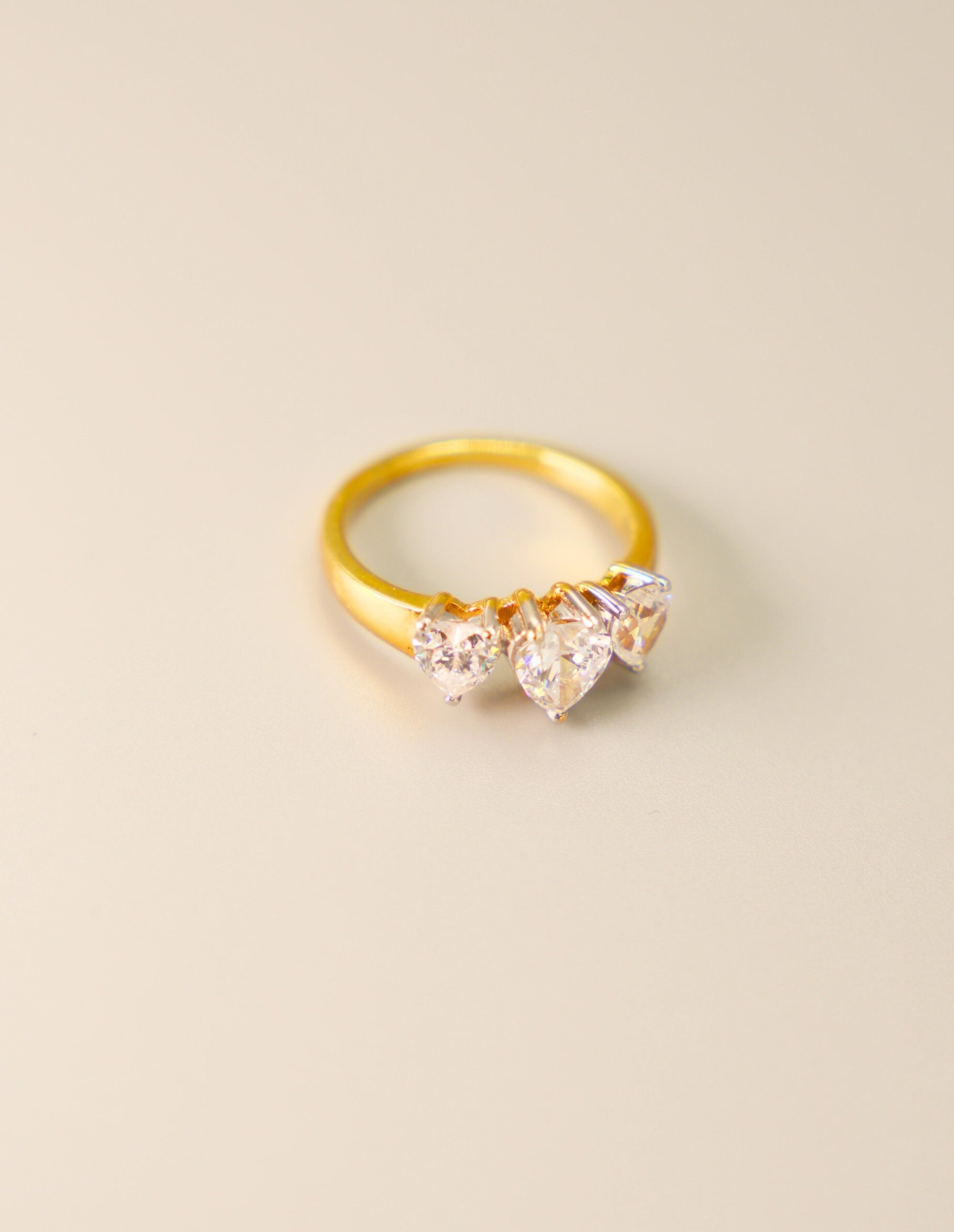 Silver Swarovski Triple Heart Ring