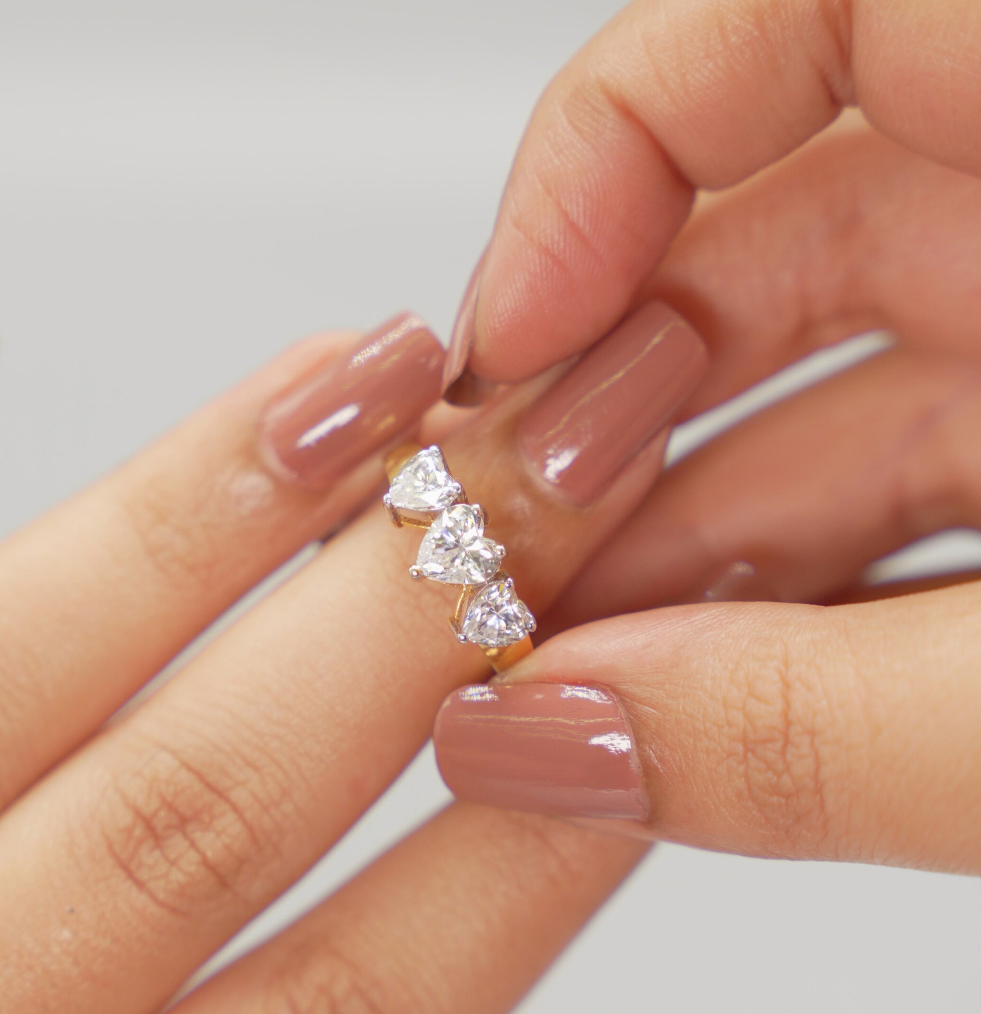Silver Swarovski Triple Heart Ring