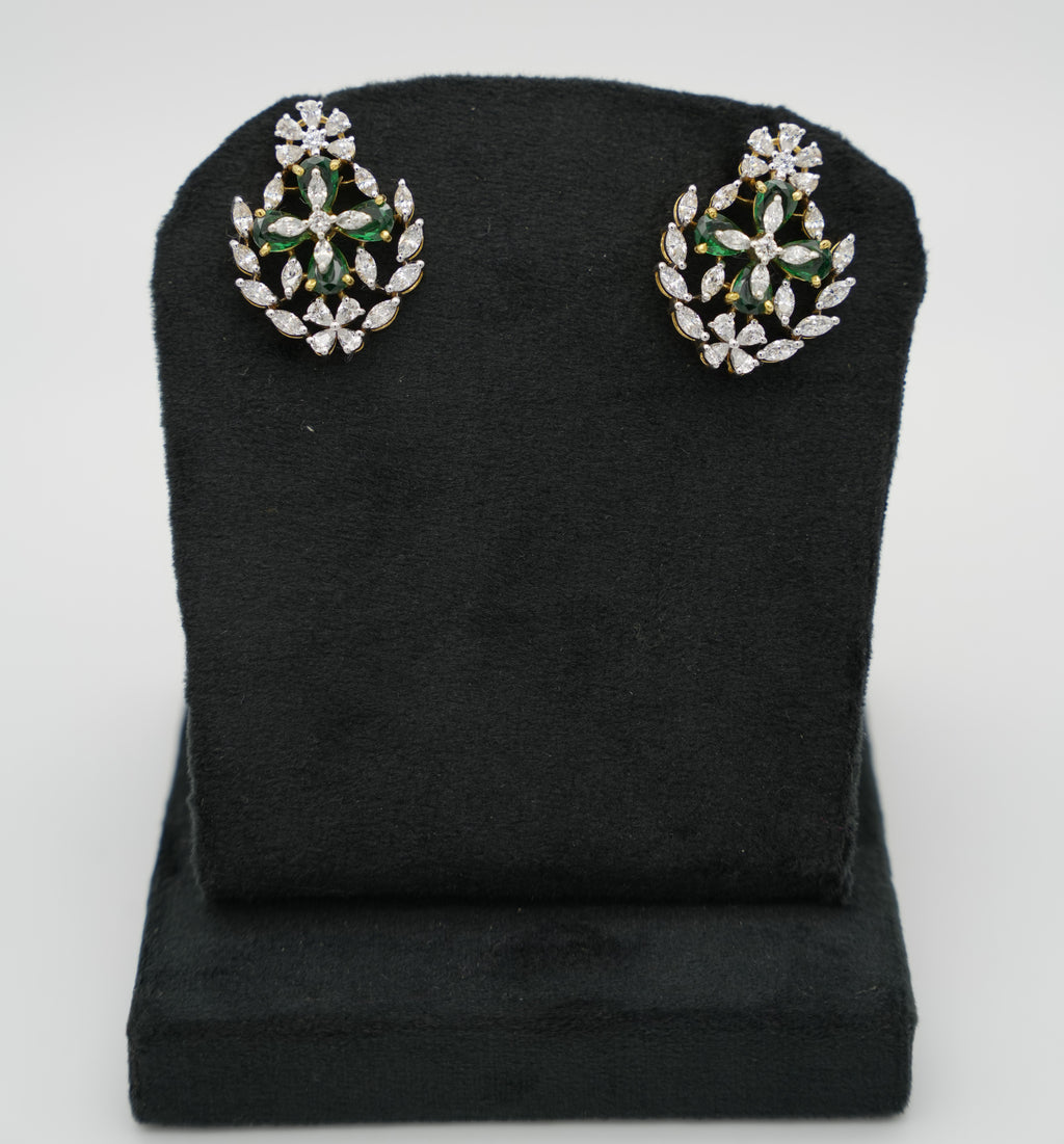 Silver Swarovski Green Stone Pendant Set