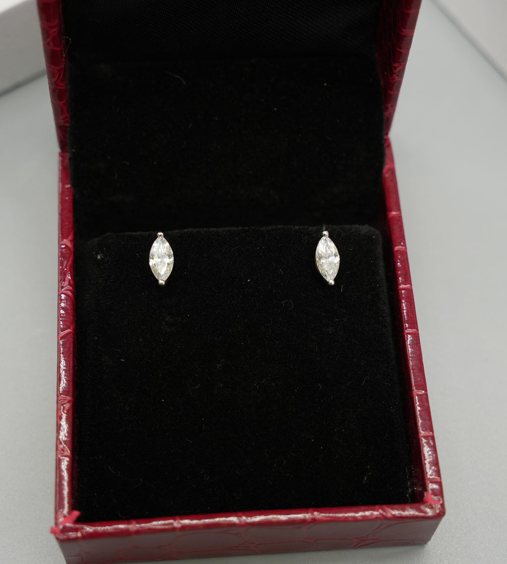 Silver Swarovski 0.5ct Marquise Studs