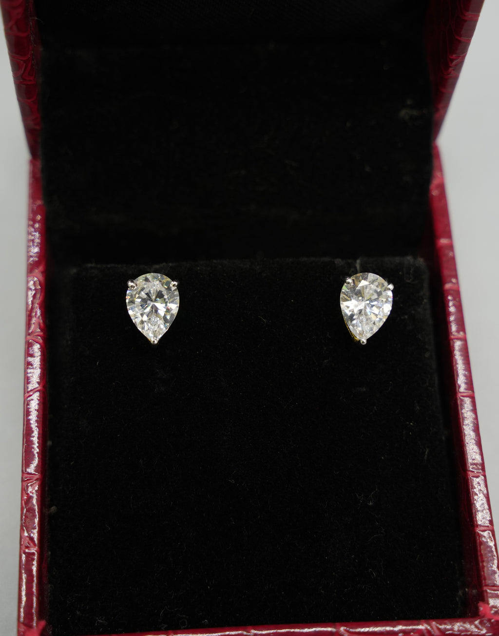 Silver Swarovski 1.25ct Pear Studs