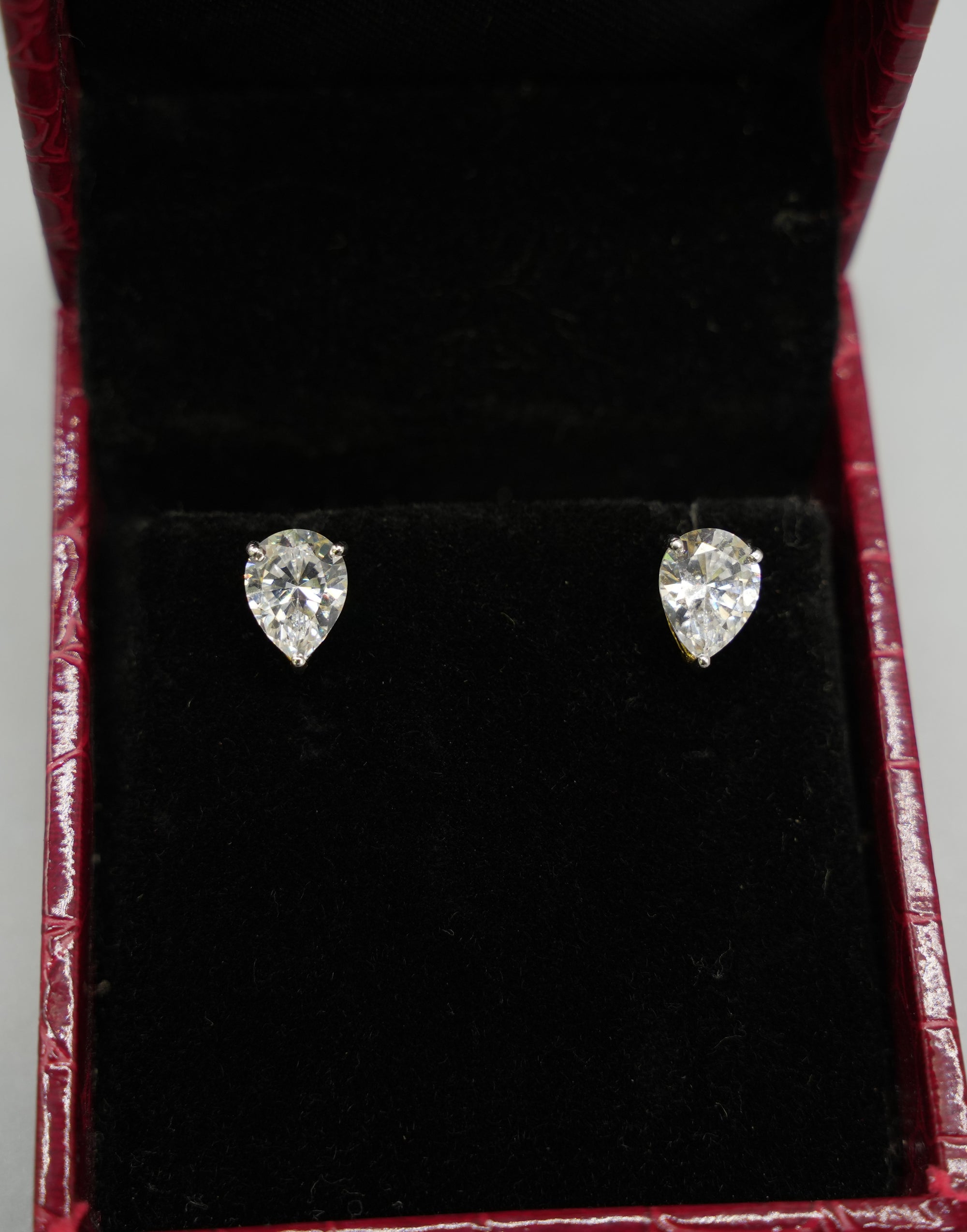 Silver Swarovski 1.25ct Pear Studs