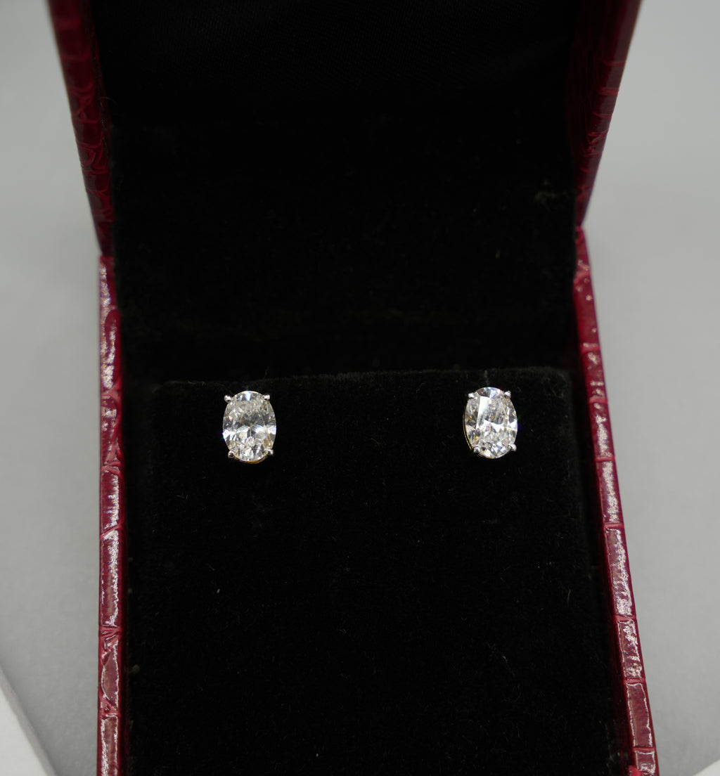 Silver Swarovski 2ct Oval Shaped Studs