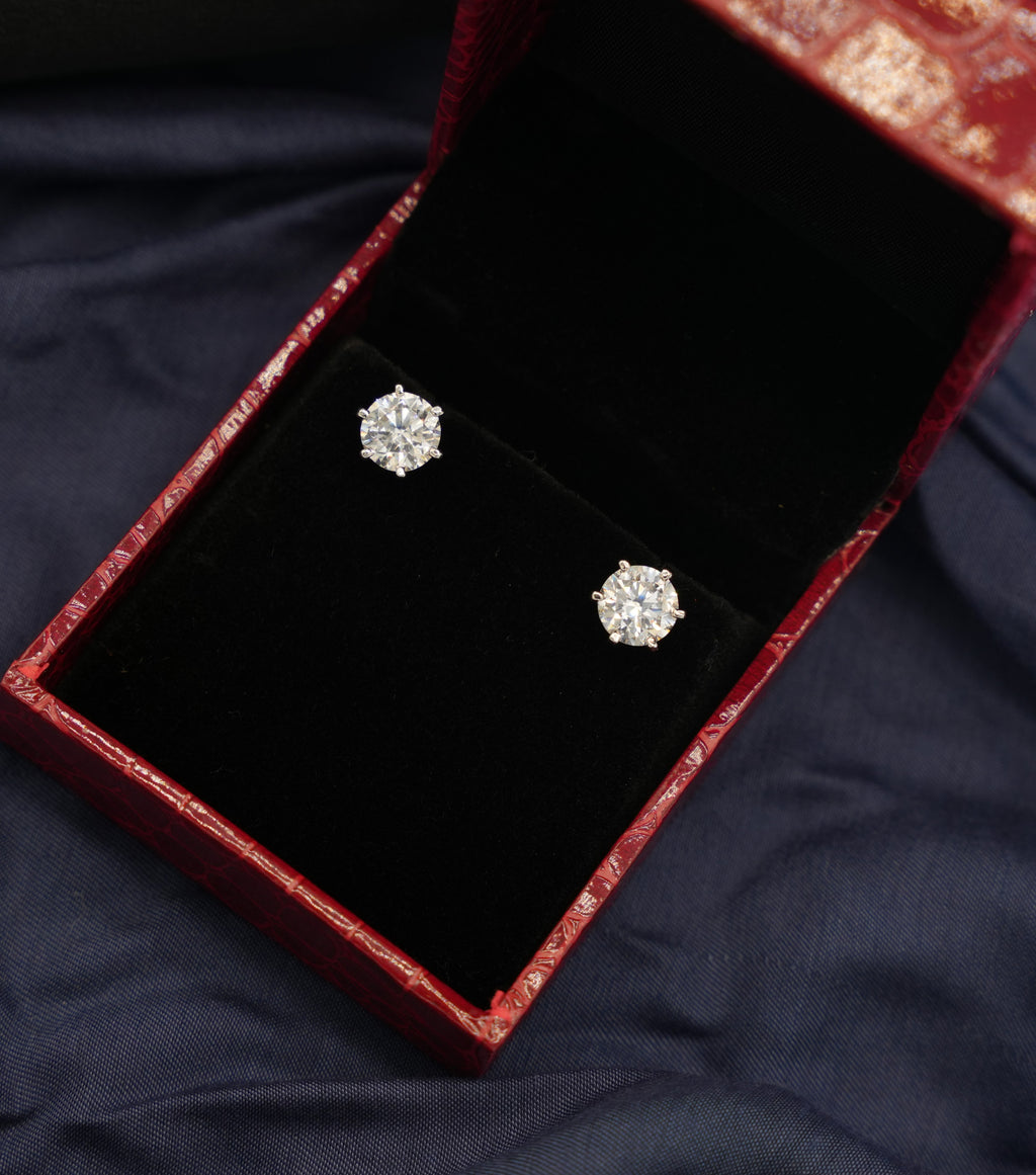 Silver Swarovski 2ct Round Studs