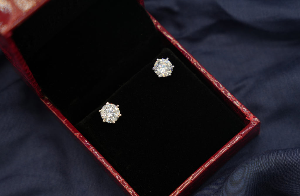 Silver Swarovski 2ct Round Studs