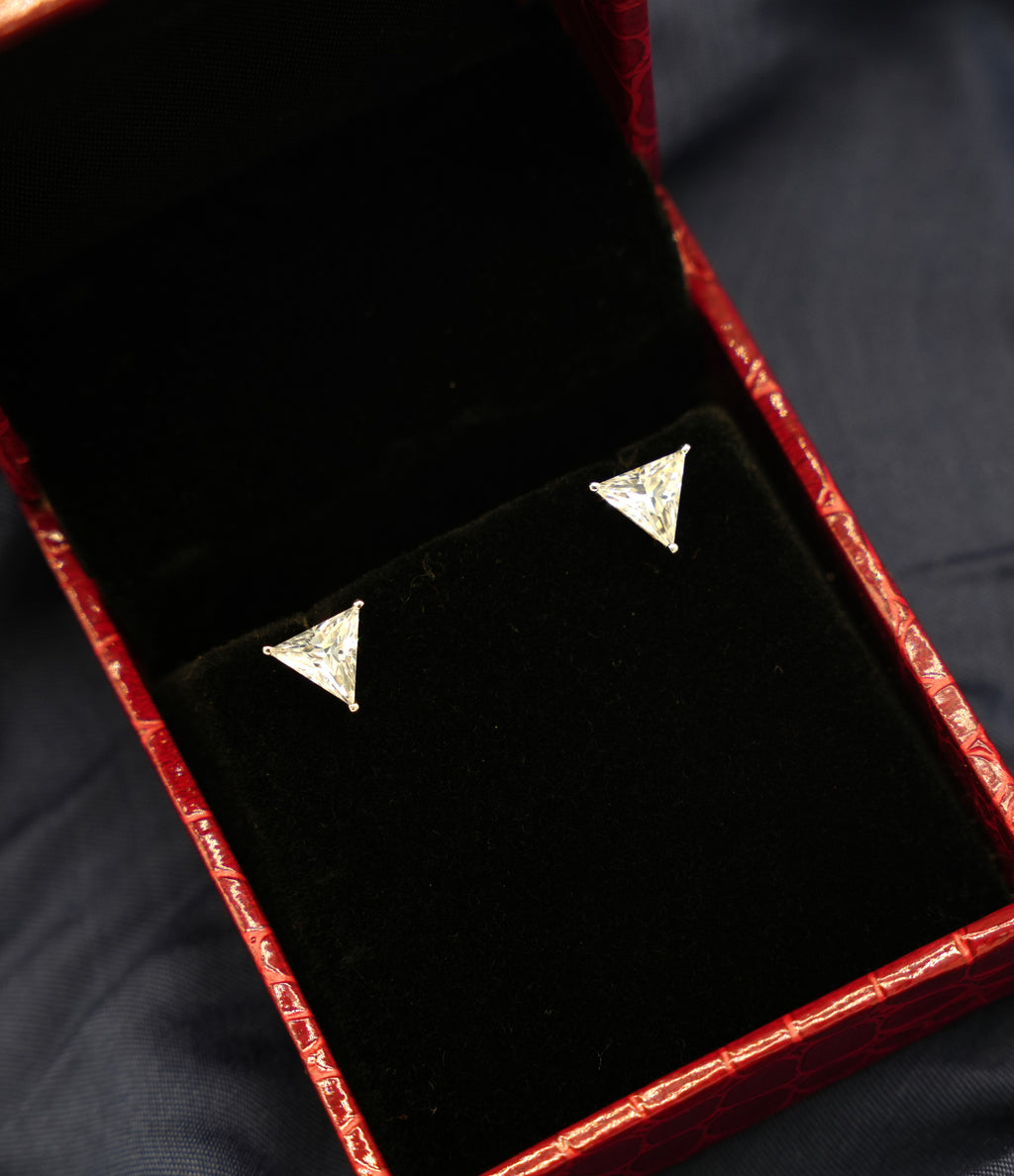Silver Swarovski 1.5ct Triangular Studs