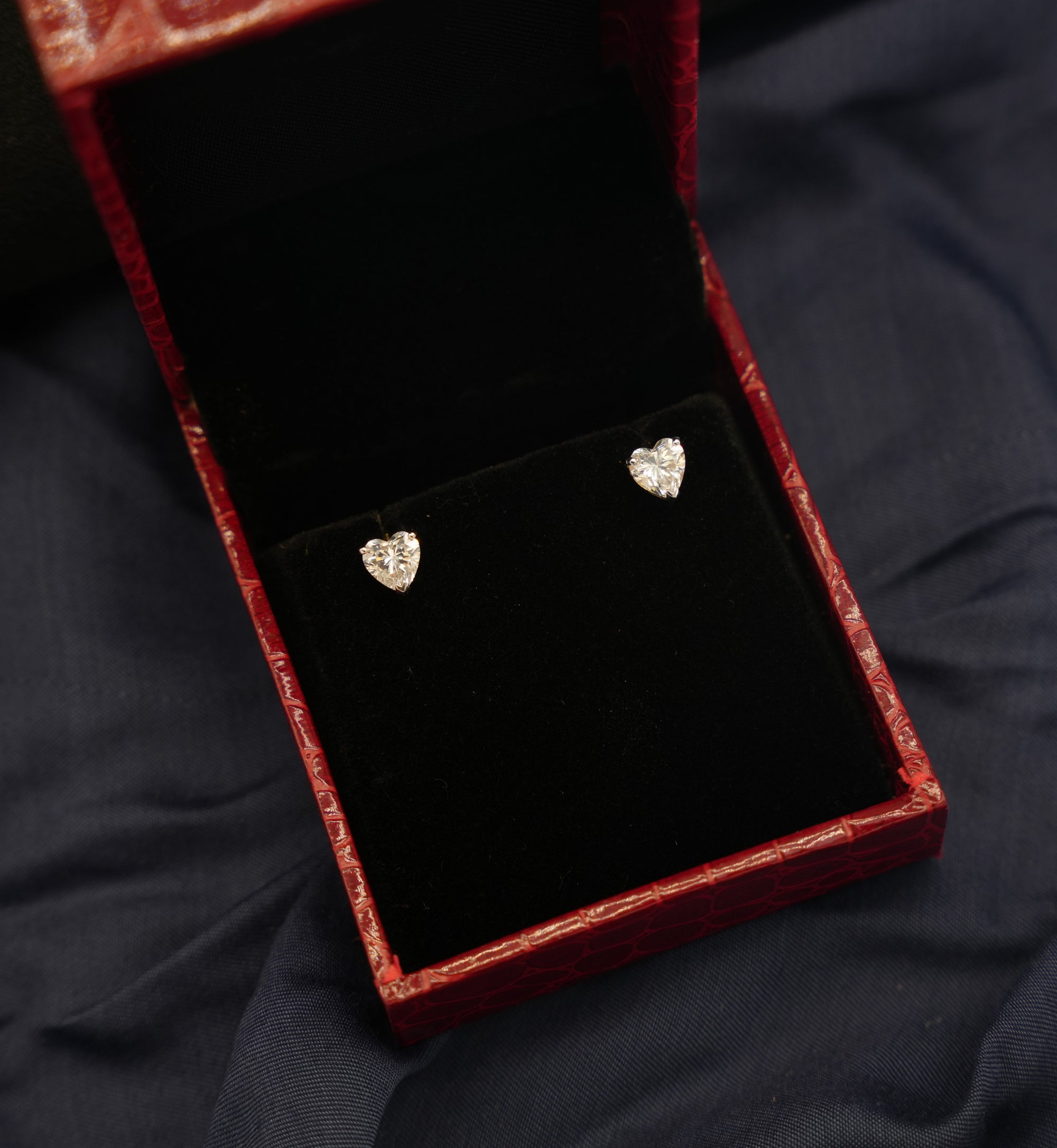 Silver Swarovski 0.5ct Heart Shaped Studs