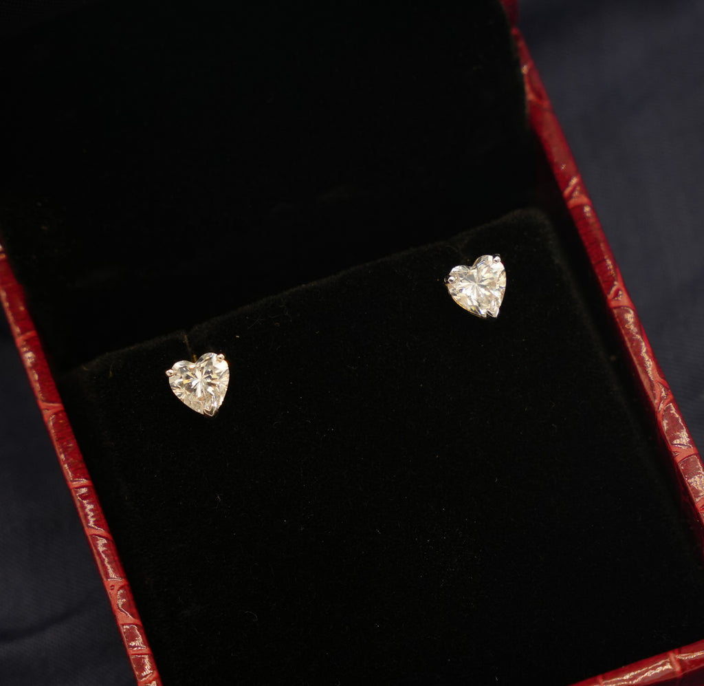 Silver Swarovski 0.5ct Heart Shaped Studs
