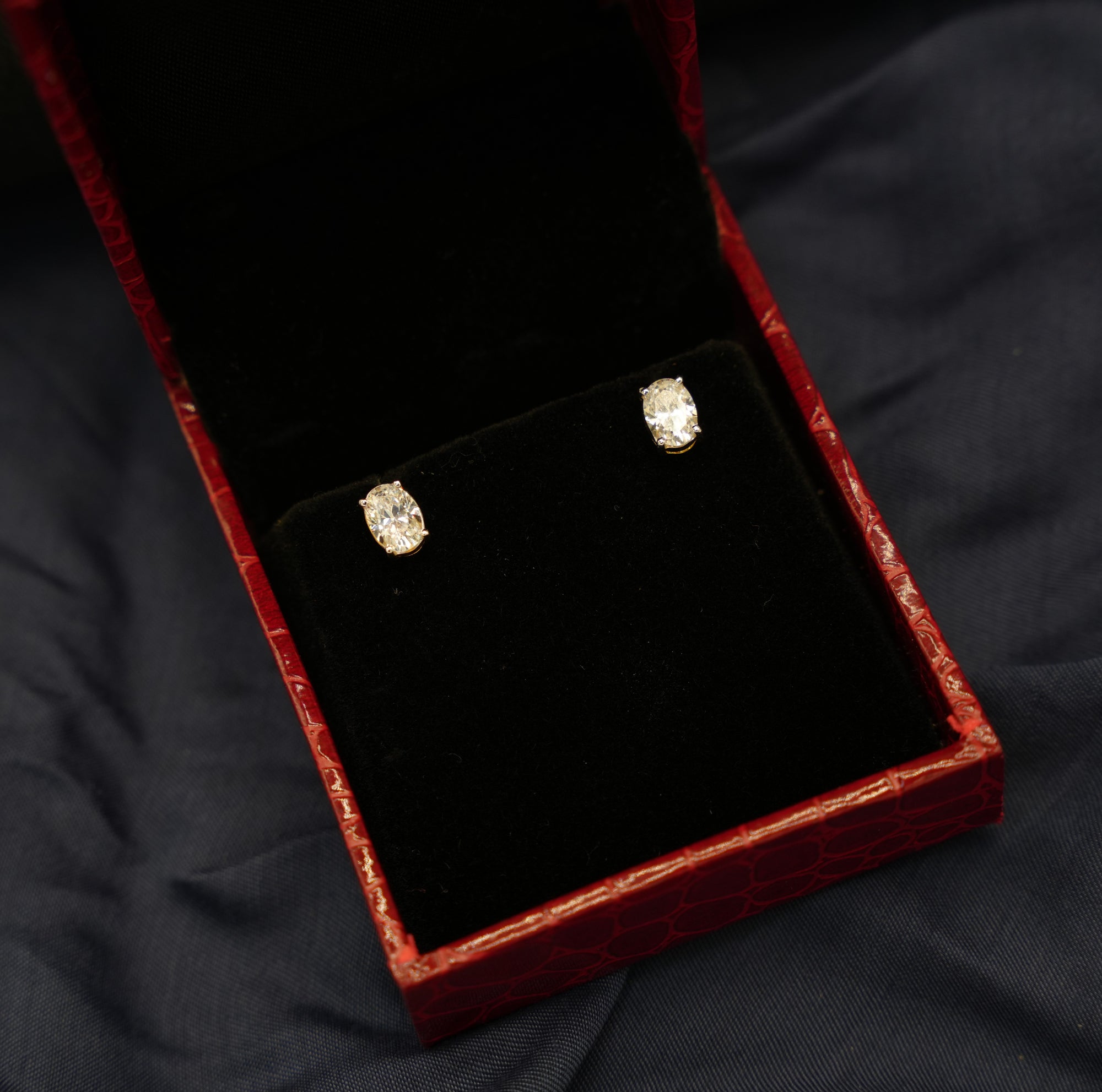 Silver Swarovski 1ct Oval Studs
