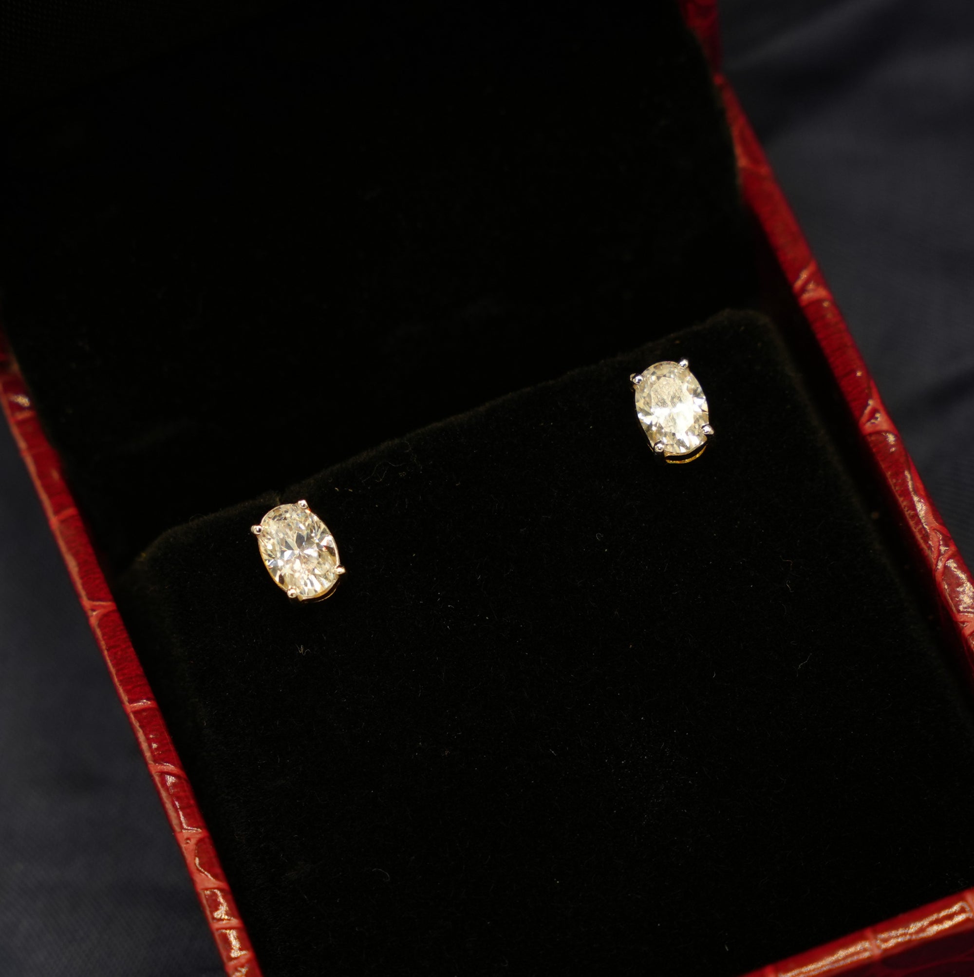 Silver Swarovski 1ct Oval Studs