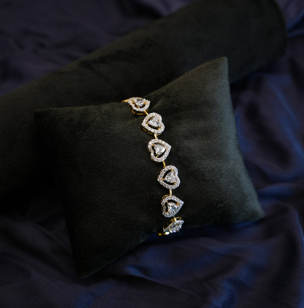 Silver Swarovski Heart-Shaped Tennis Bracelet