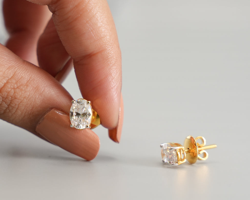 Silver Swarovski 2ct Oval Shaped Studs