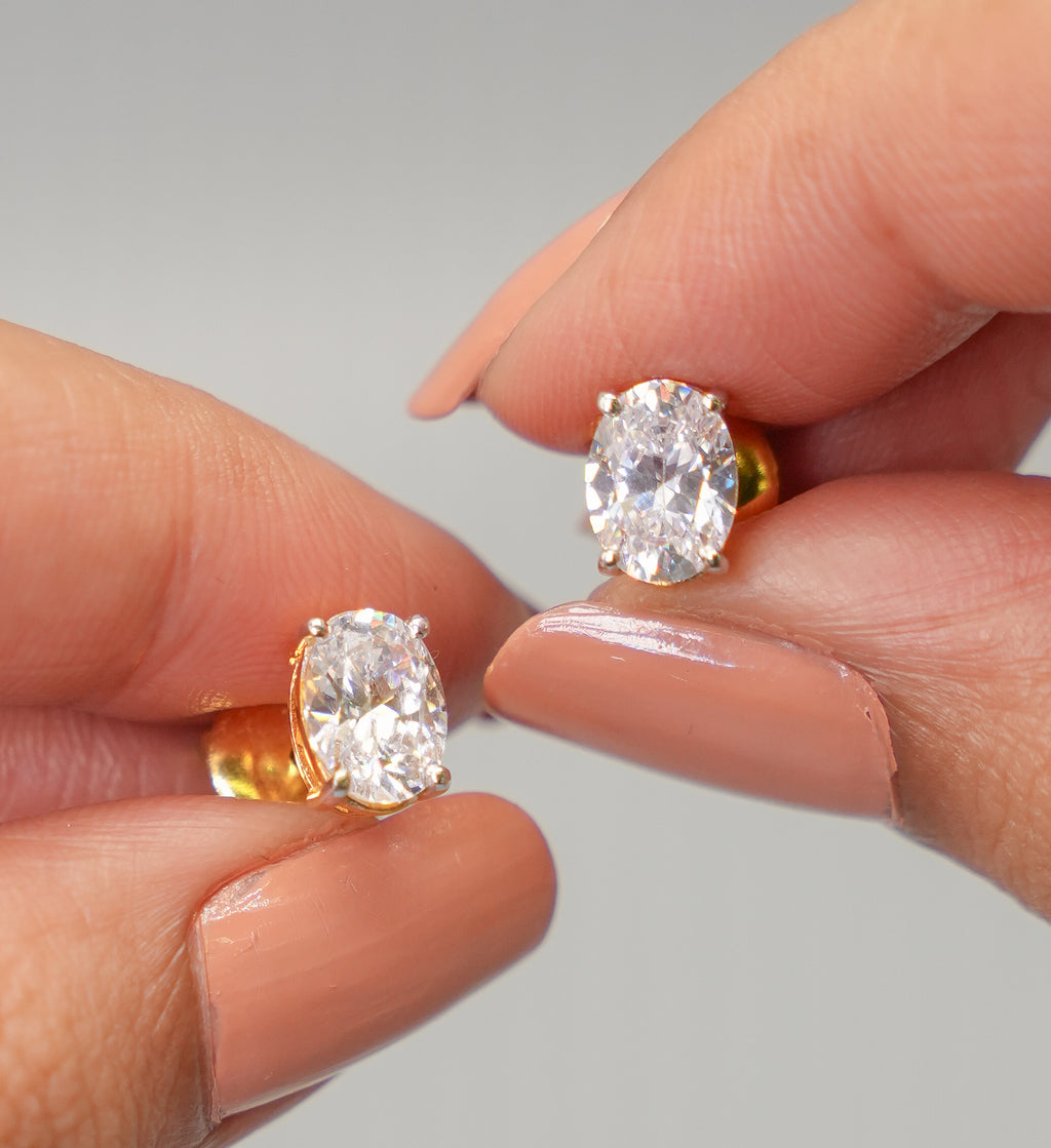 Silver Swarovski 2ct Oval Shaped Studs