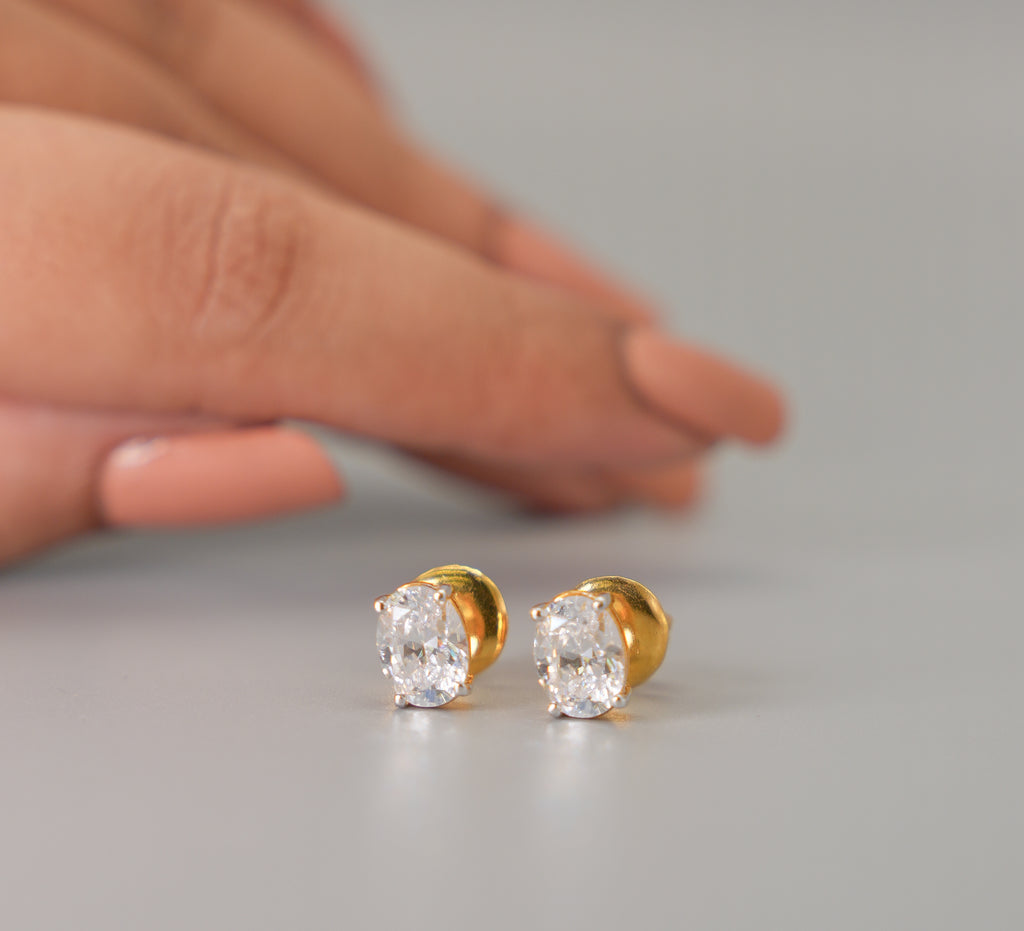 Silver Swarovski 2ct Oval Shaped Studs