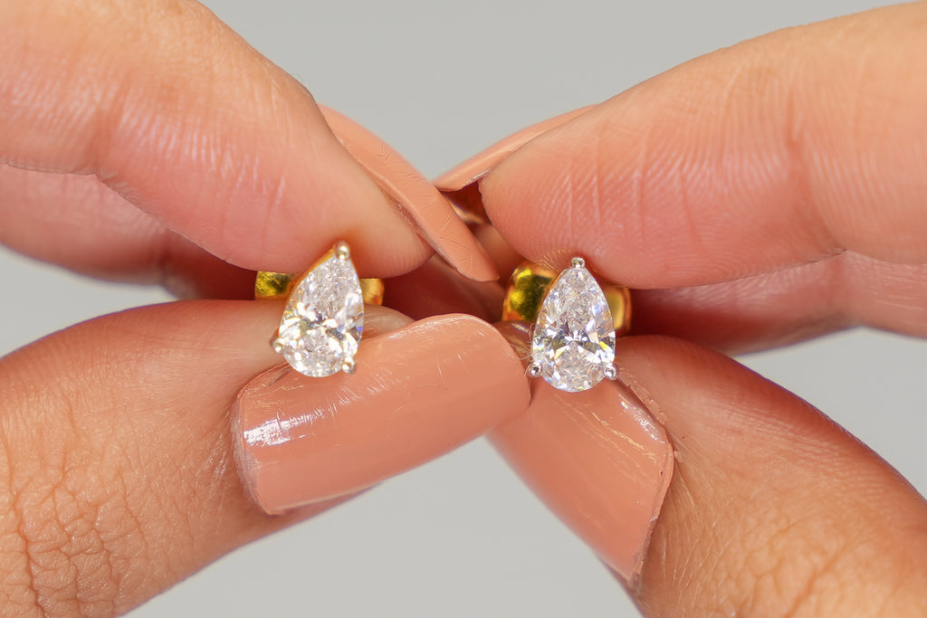 Silver Swarovski 1ct Pear Studs