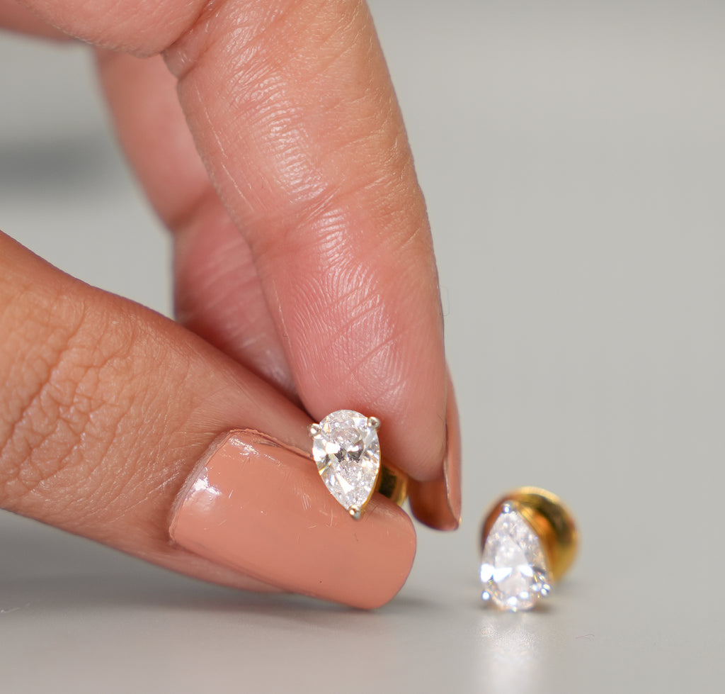 Silver Swarovski 1ct Pear Studs