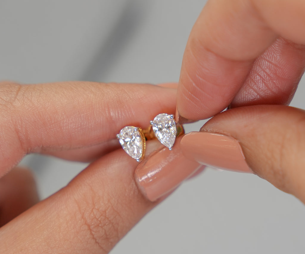 Silver Swarovski 1ct Pear Studs