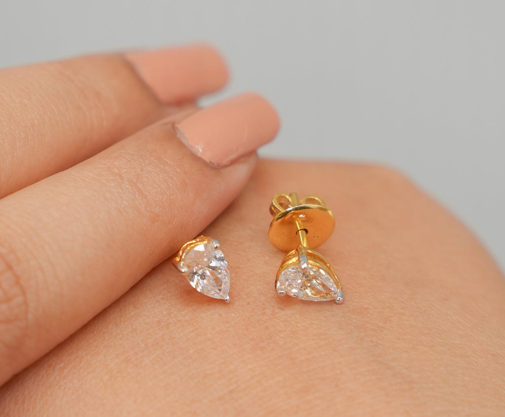 Silver Swarovski 1ct Pear Studs