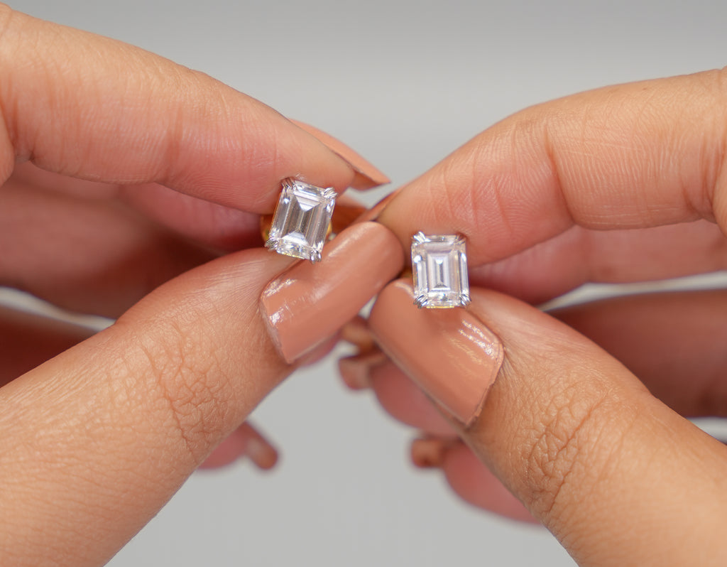 Silver Swarovski 2ct Emerald Studs