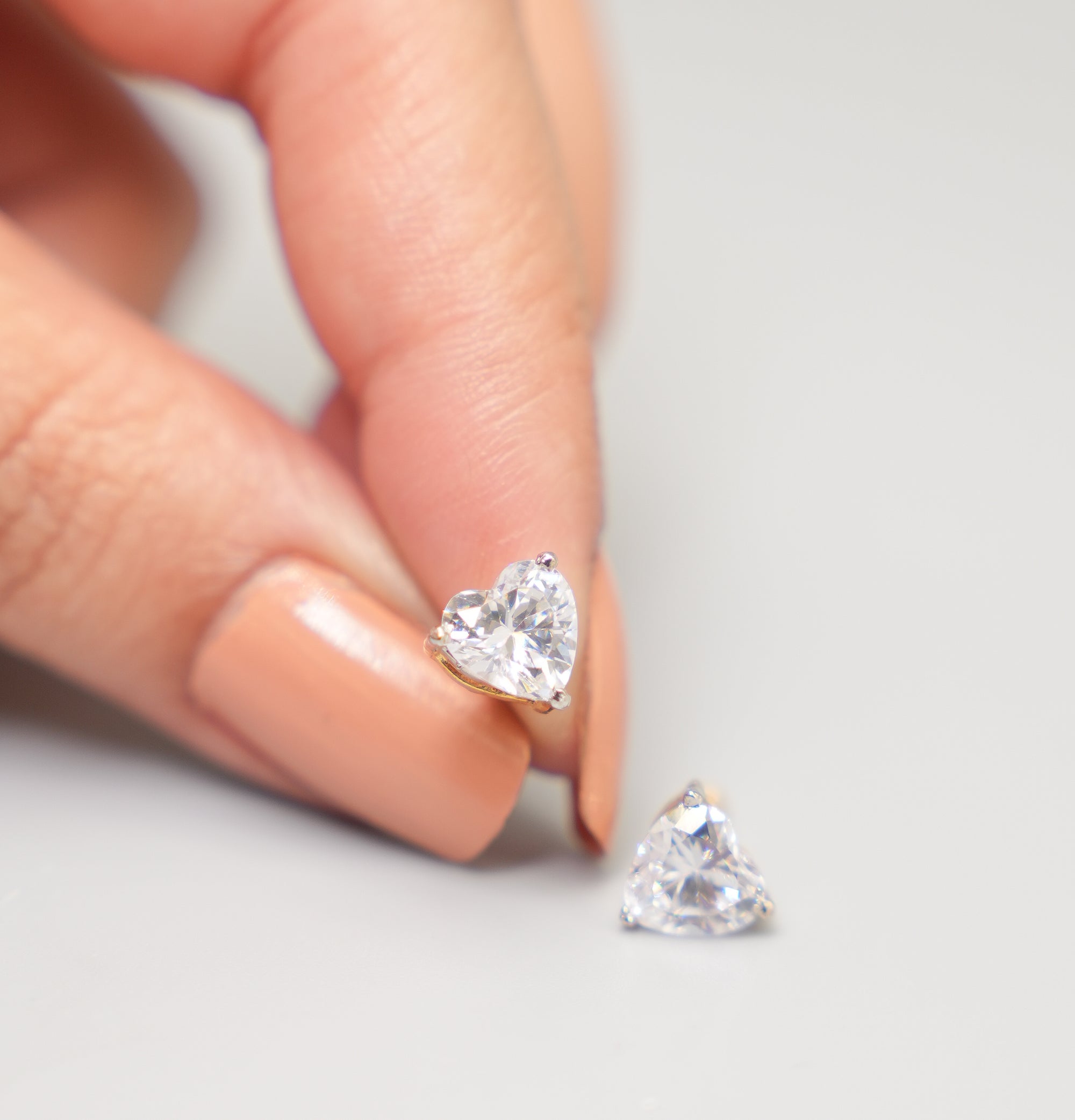 Silver Swarovski Heart Shaped Studs