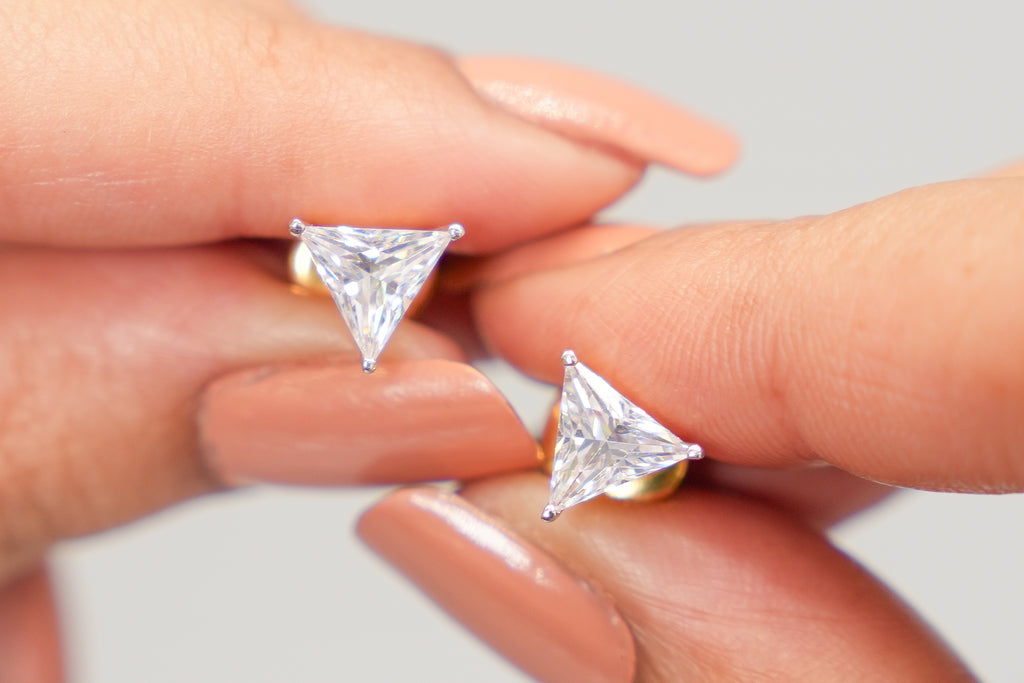 Silver Swarovski 1.5ct Triangular Studs