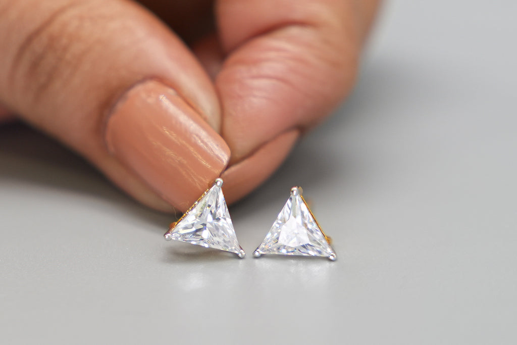 Silver Swarovski 1.5ct Triangular Studs