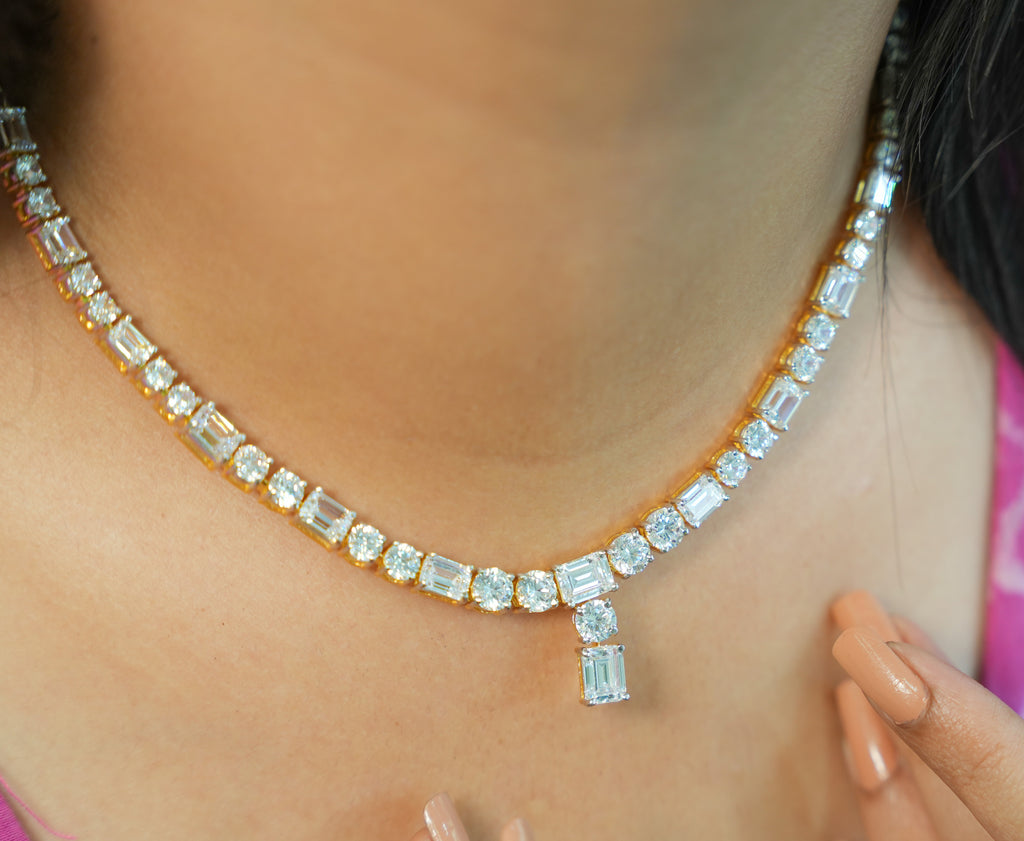Silver Swarovski Statement Piece Necklace Set