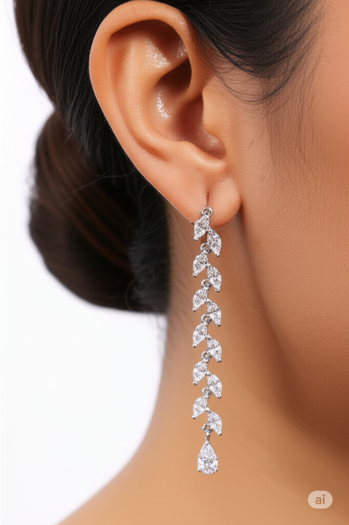 Silver Swarovski Long Earring