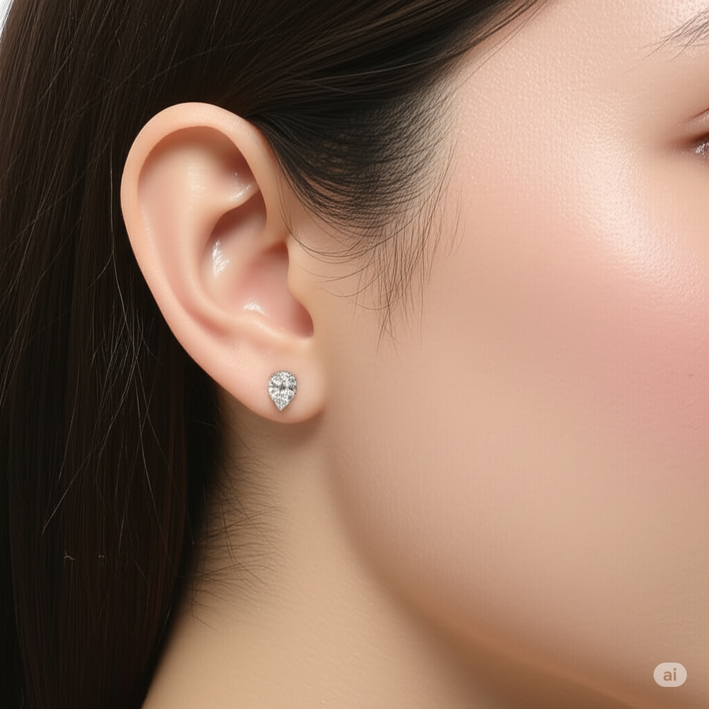 Silver Swarovski 1.25ct Pear Studs