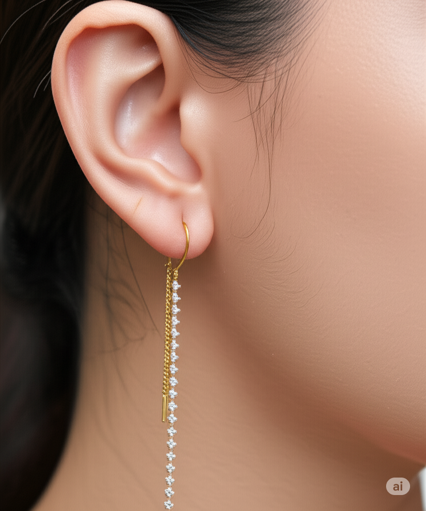 Silver Swarovski Long Earrings