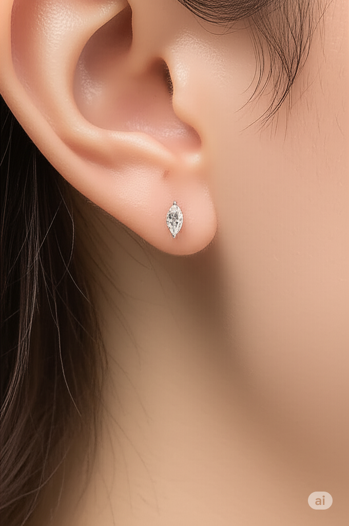 Silver Swarovski 0.5ct Marquise Studs