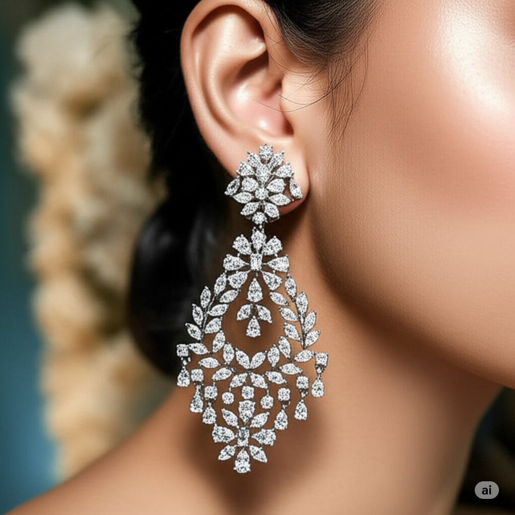Silver Swarovski Statement Piece Earrings