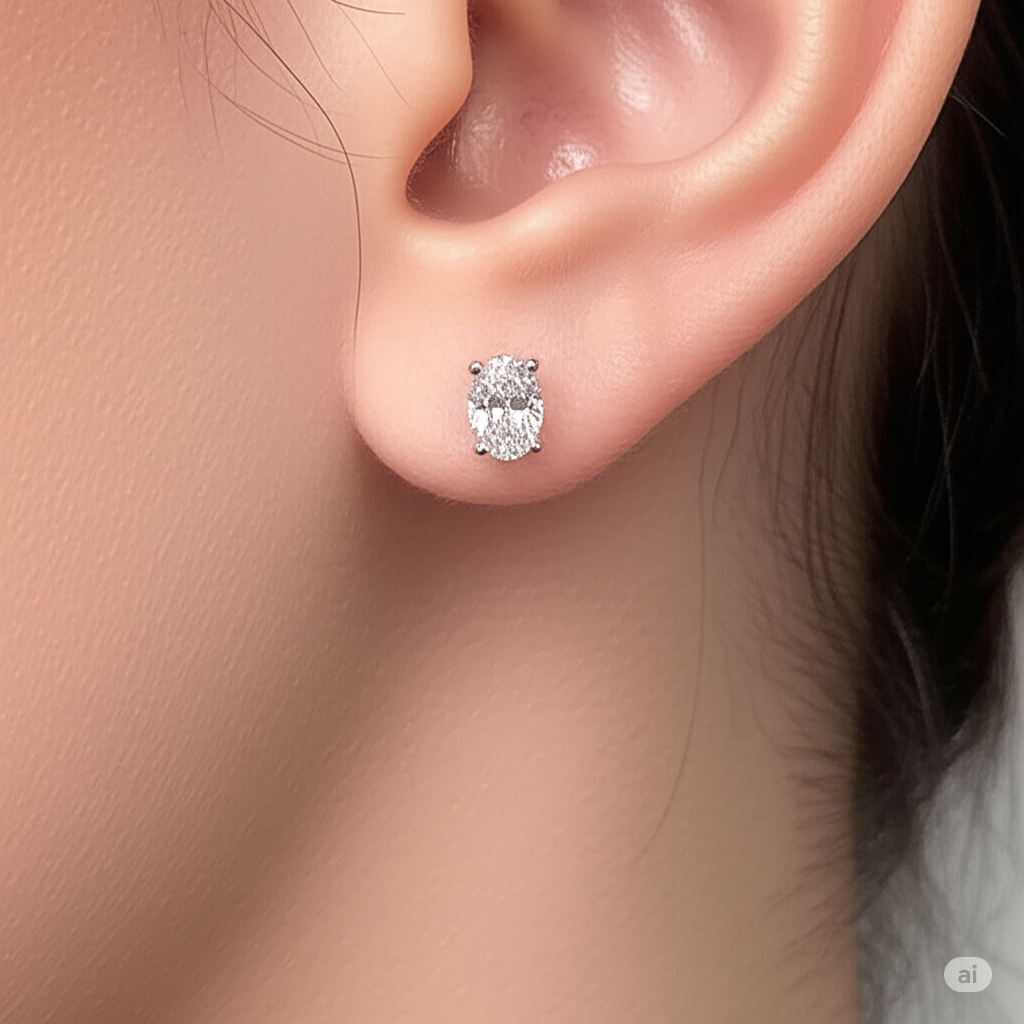 Silver Swarovski 2ct Oval Shaped Studs